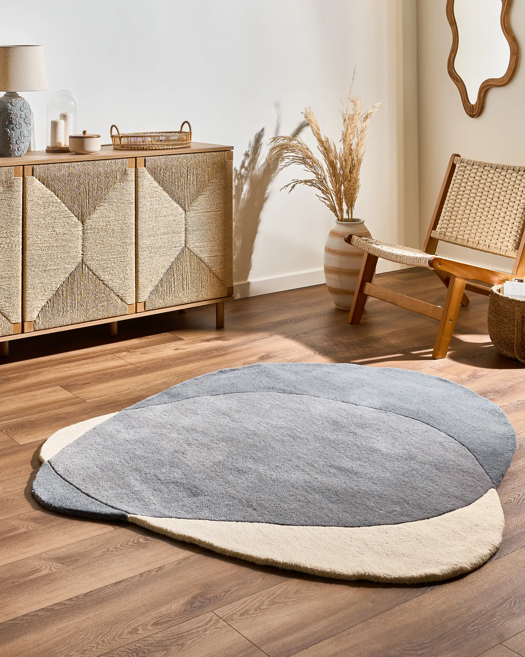Rug MYSURU Grey 160 x 160 cm Wool_1068647