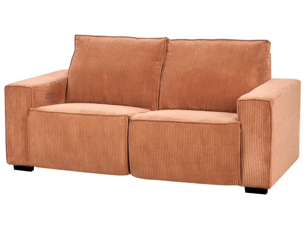 Electric Recliner Sofa 2 Seater NUKARI Corduroy Orange_918675