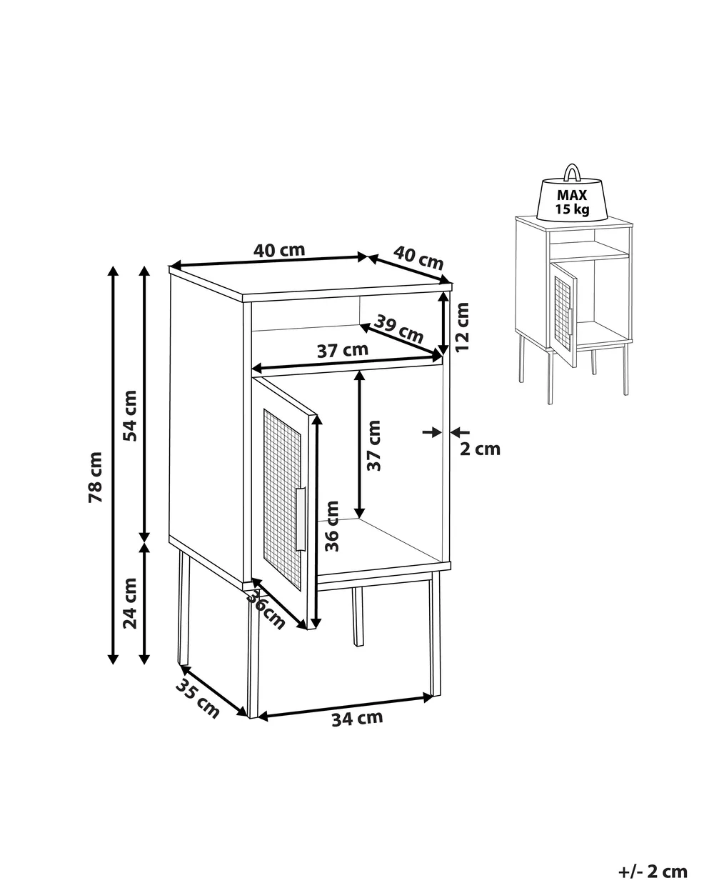 Bedside Table PASCO Light Brown_815148