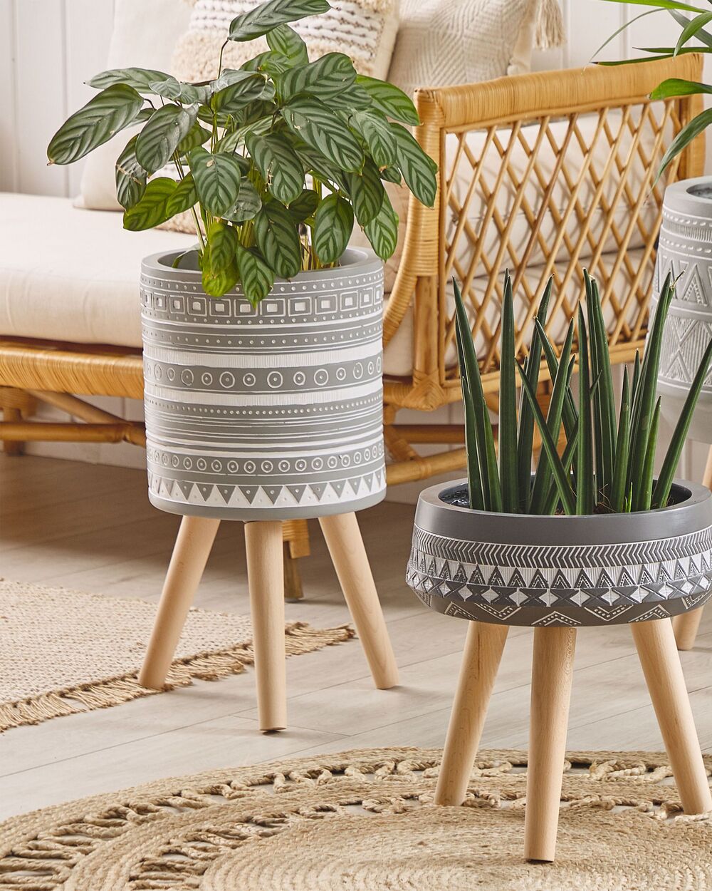 Cache-pot sur pied NAUSA 30 cm Gris clair