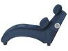 Chaise longue de terciopelo azul oscuro/negro/plateado con altavoz Bluetooth SIMORRE_823085