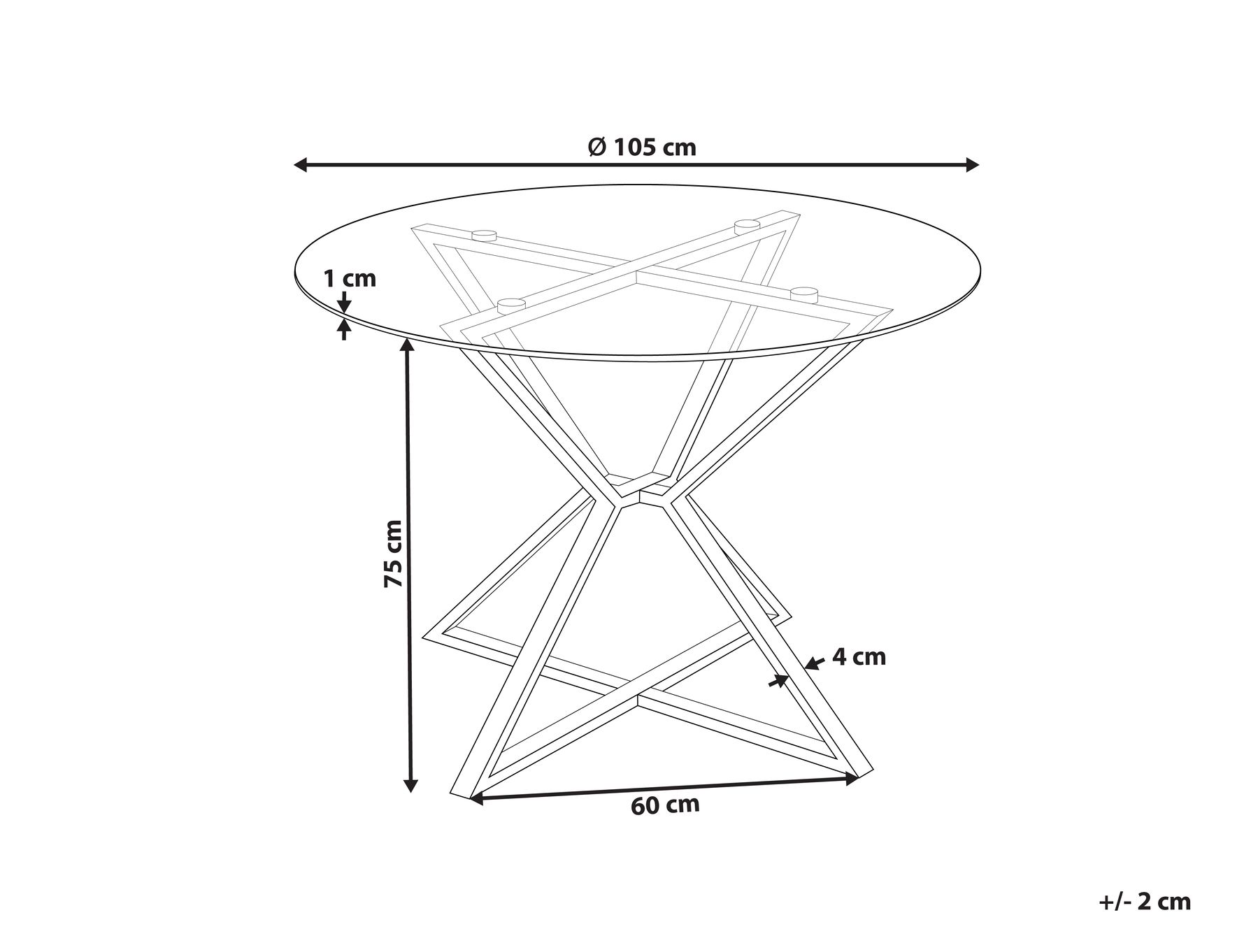 Glass Top Round Dining Table ⌀ 105 cm Silver BOSCO_850597