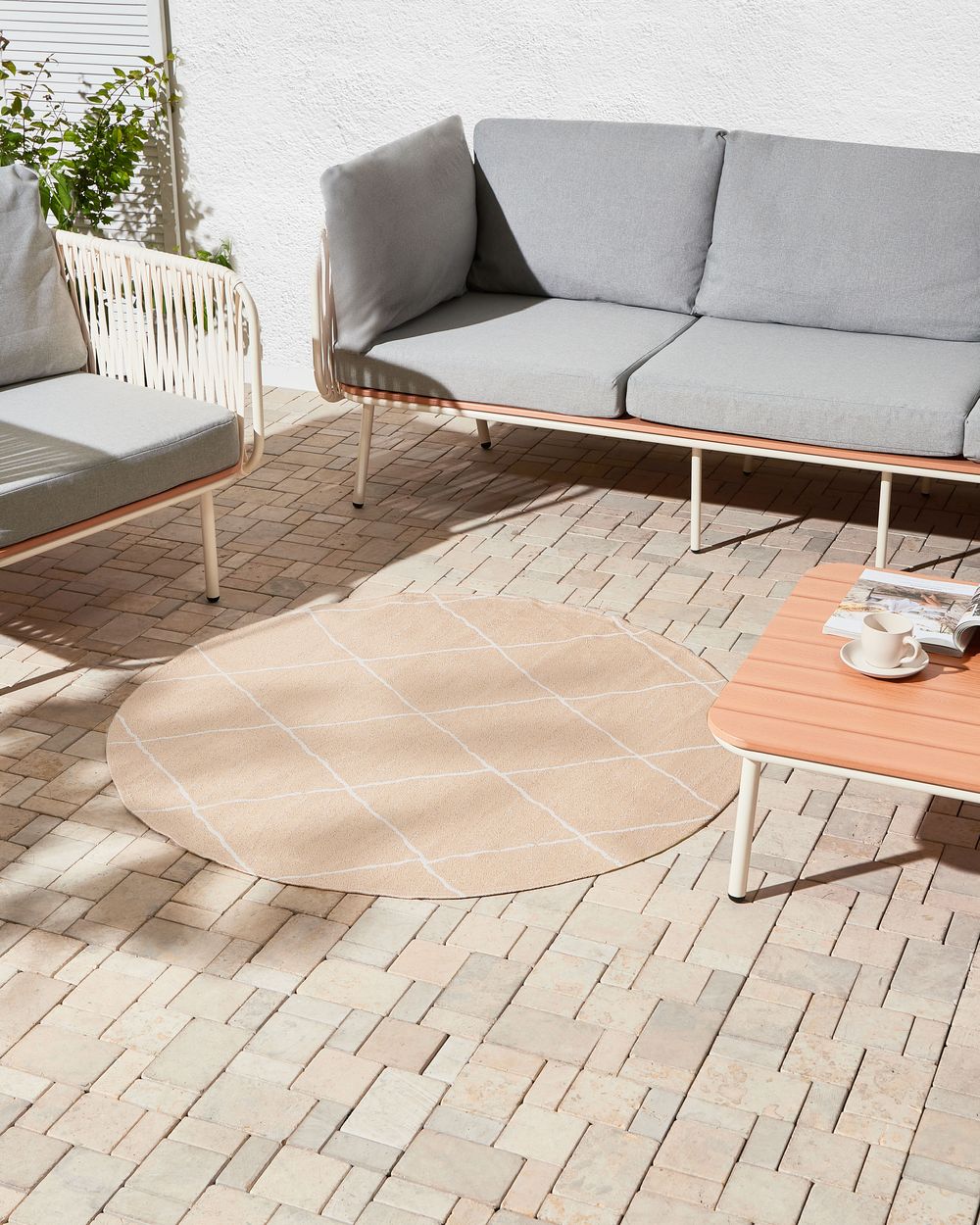 Tapis d'extérieur GWALIOR Beige ø 120 cm