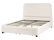 Bett mit Schubladen SARDENT Bouclé Cremeweiß 160 x 200 cm_1009110