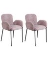 Sada 2 čalouněných jídelních židlí růžová ALBEE_908171