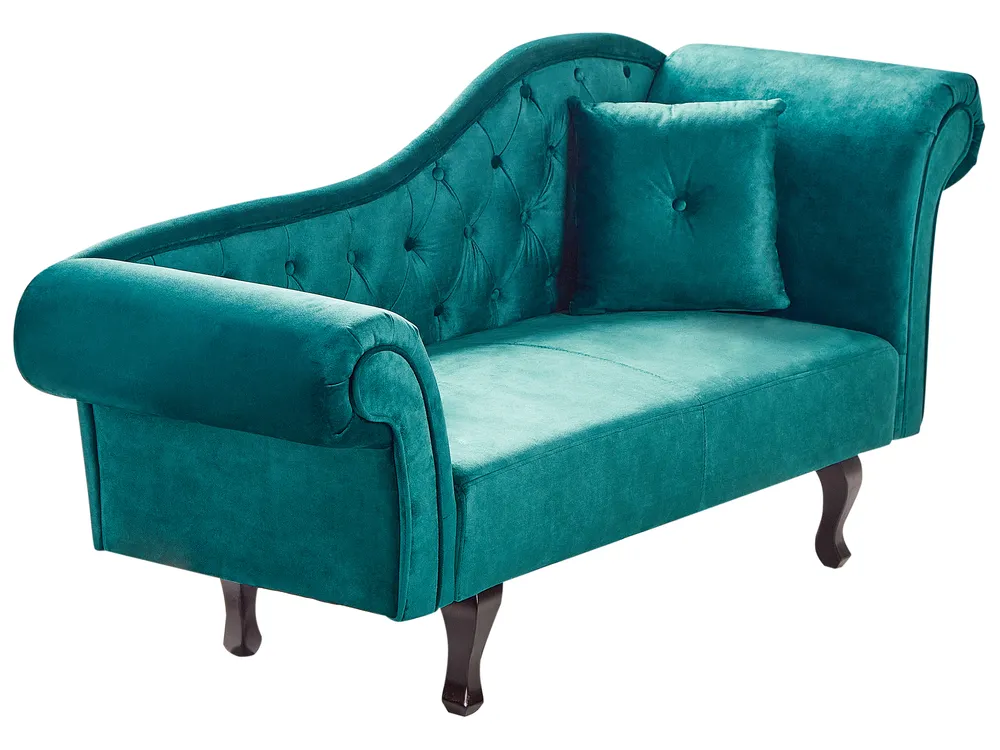 Right-Hand Chaise Longue LATTES II with Cushion Velvet Emerald Green_947579