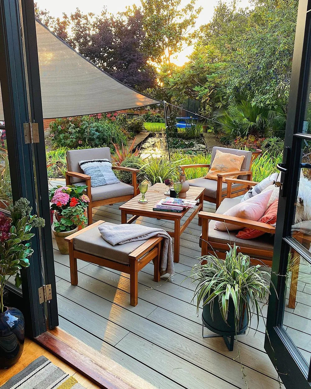 Garden Lounge Set with Table 4 Seater MANILA Certified Acacia Wood Light Brown_926166