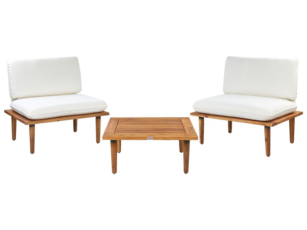 Garden Lounge Set with Table 2 Seater FRASCATI Modular Certified Acacia Wood Off-White