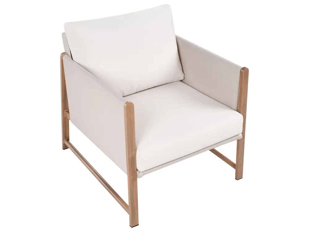 Garden Lounge Set with Table and Ottoman 5 Seater NOLA Metal Light Beige_998401