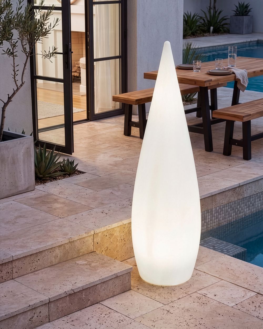 LED staande lamp voor buiten VULETAS met afstandsbediening Wit