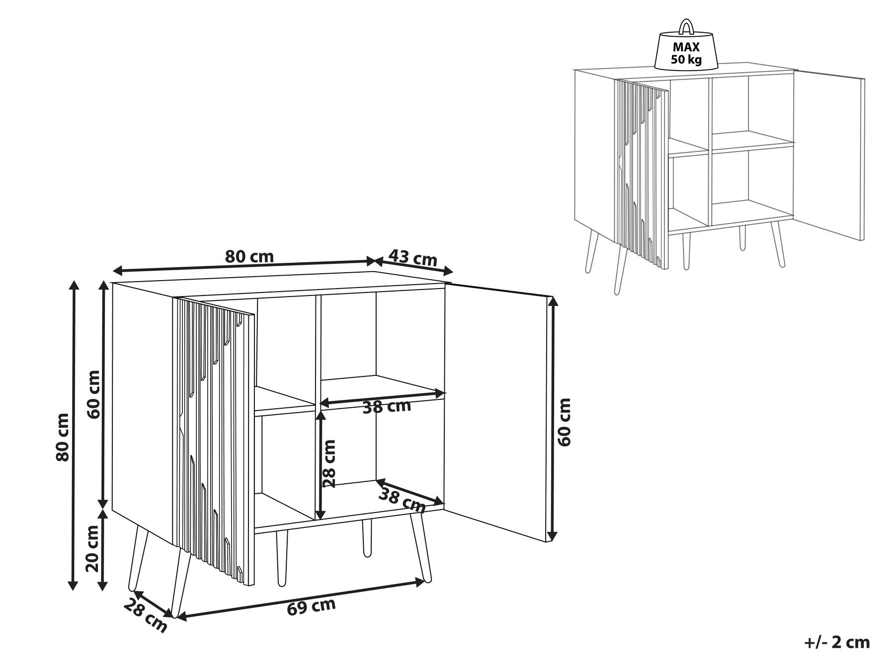 2 Door Sideboard Light Wood DALCROSS_946821