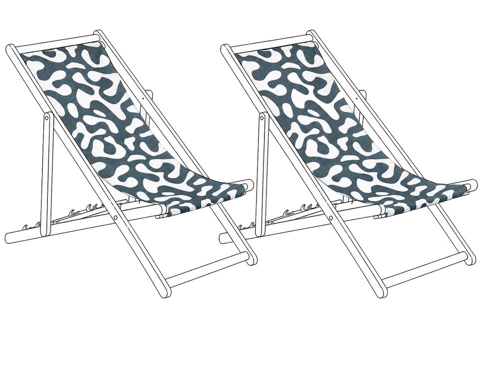 Set of 2 Sun Lounger Replacement Fabrics ANZIO/AVELLINO 113 x 44 cm Black