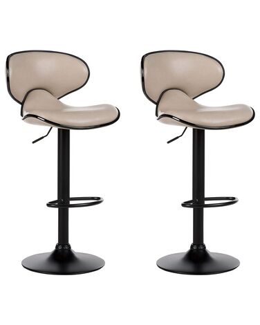 Sada 2 barových stoliček z umělé kůže béžové CONWAY II