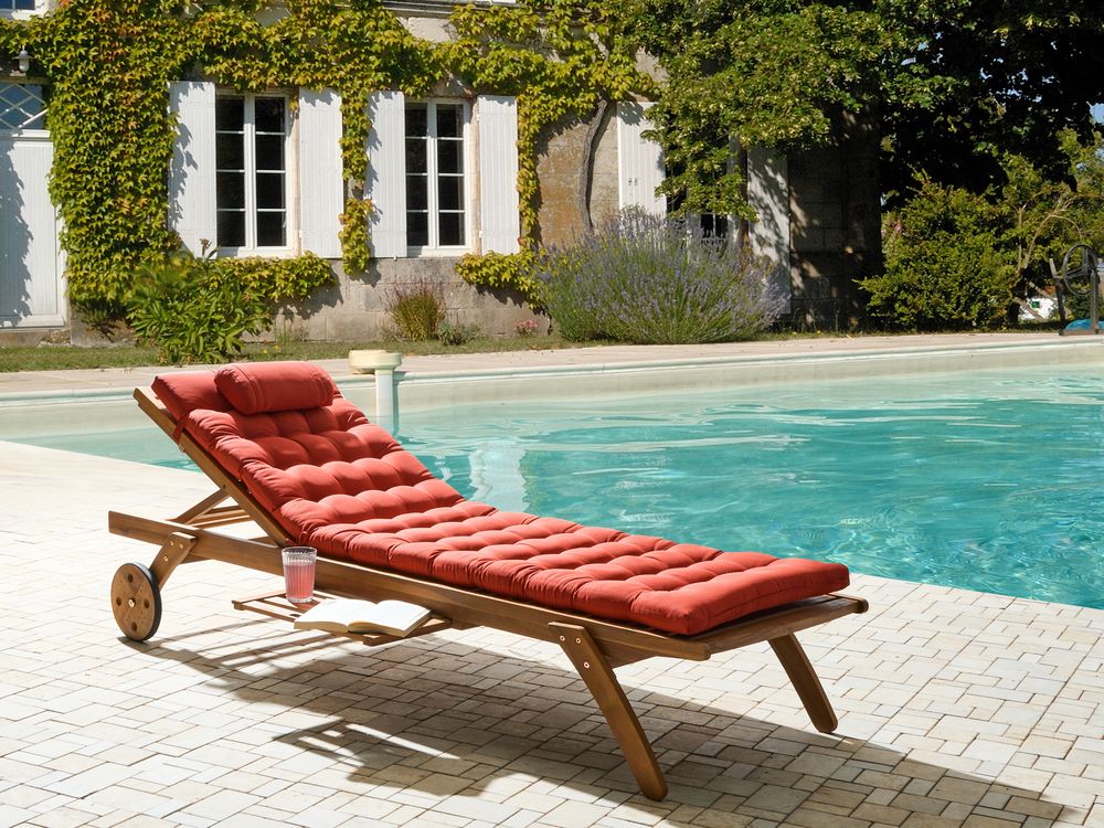 Almofada para espreguiçadeira CESANA PREMIUM 192 x 56 cm Vermelho