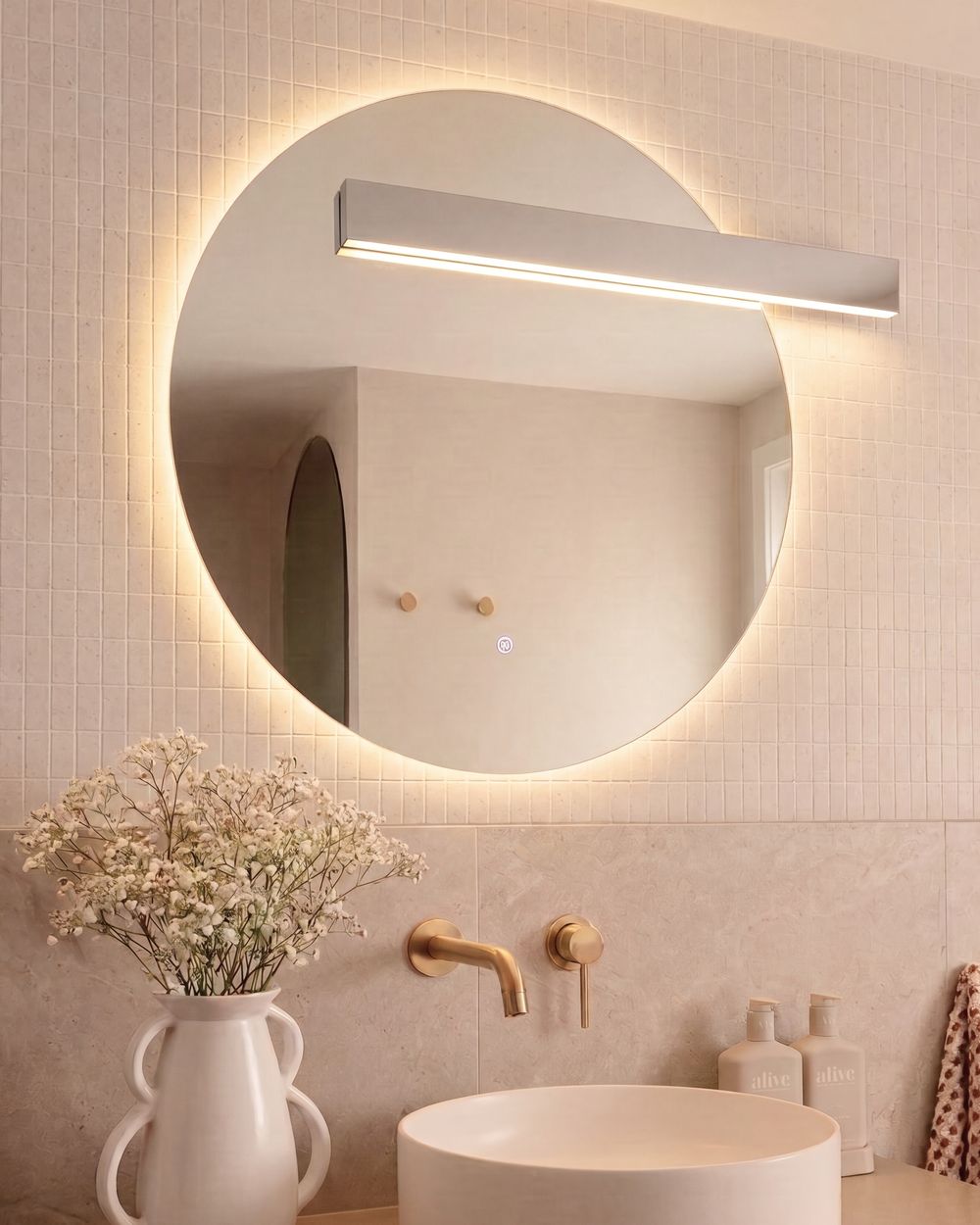 LED-badeværelsesspejl ANOST 107 cm 90 cm Sølv