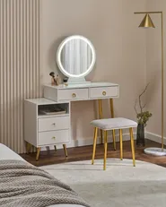 Dressing Table with Mirror and Stool YVES LED White_1068279