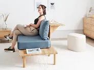 Sofa 2 Seater SALO with Tables Fabric Blue_932596