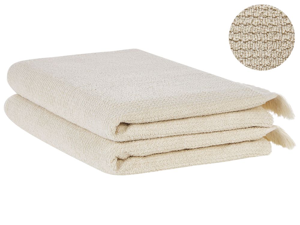 Set of 2 Towels ATIU Terry Cotton Beige