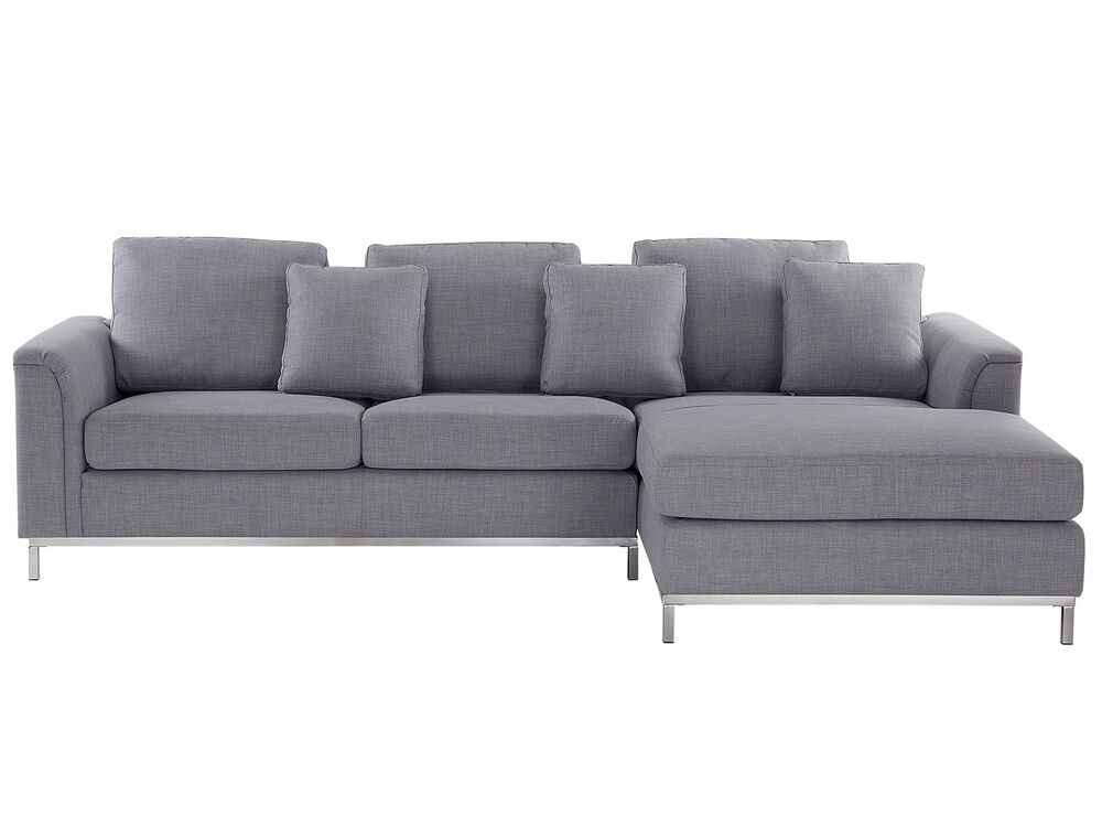Canapé d'angle OSLO Tissu Gris clair Côté gauche