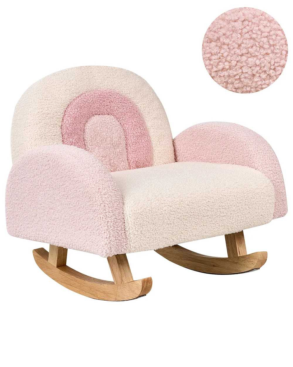 Pink Boucle Rocker Kids Rocking Chair Rainbow OMBO Boucle Pastel Pink | Beliani.co.uk
