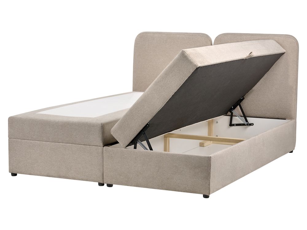 Boxspringbett mit Stauraum CHANCELLOR Stoff Taupe 160 x 200 cm