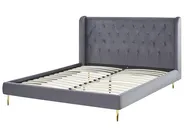 Bett mit Lattenrost Samtstoff FORBACH 140 x 200 cm Grau_819127