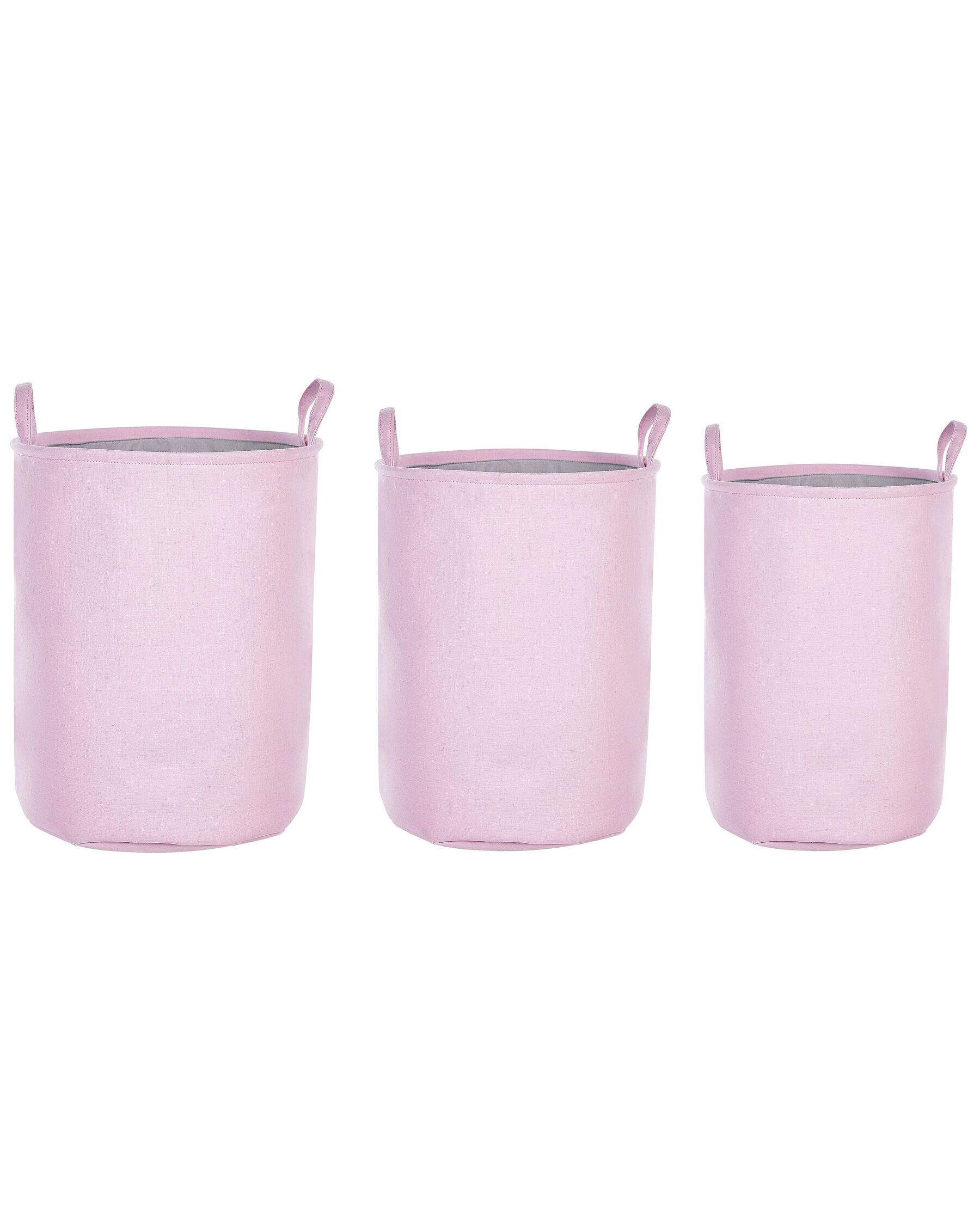 Conjunto de 3 cestos em tecido de poliéster rosa ARCHA_849693