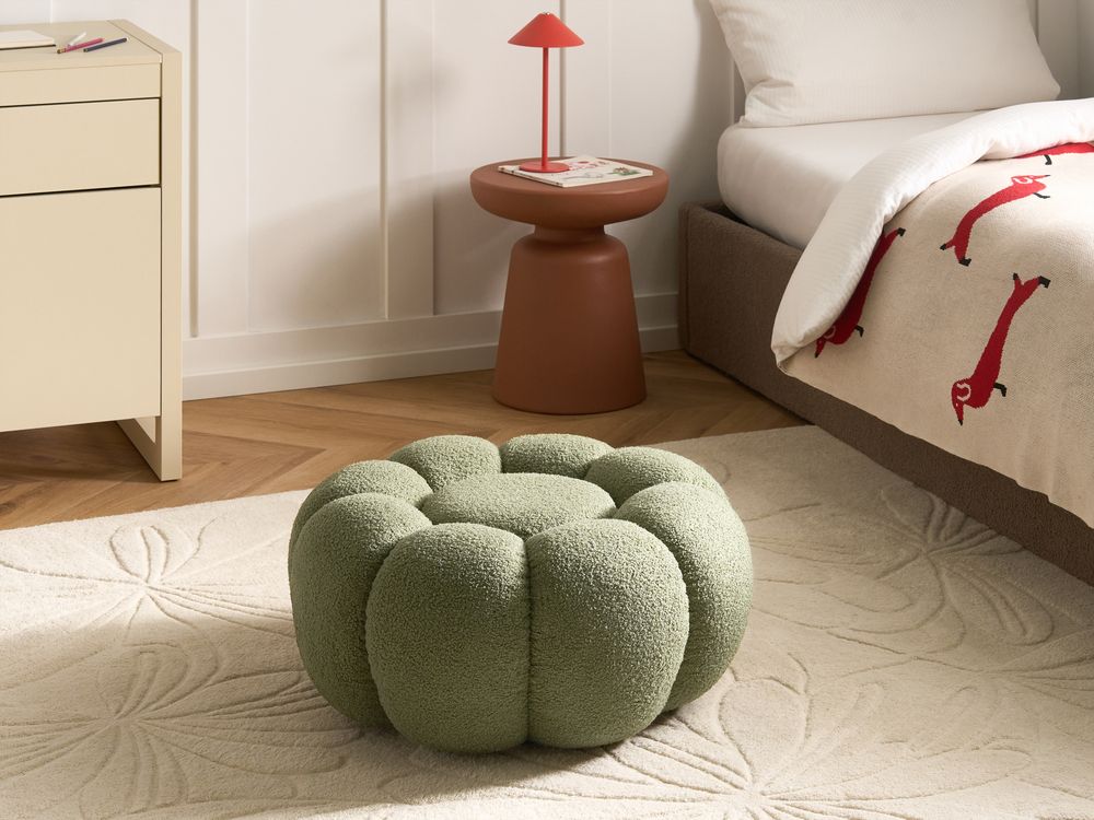 Pouf BEAUFORT Bouclé Vert
