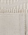 Teppich Wolle helles Beige 200 x 200 cm geometrisches Muster Kurzflor LAPSEKI_830798