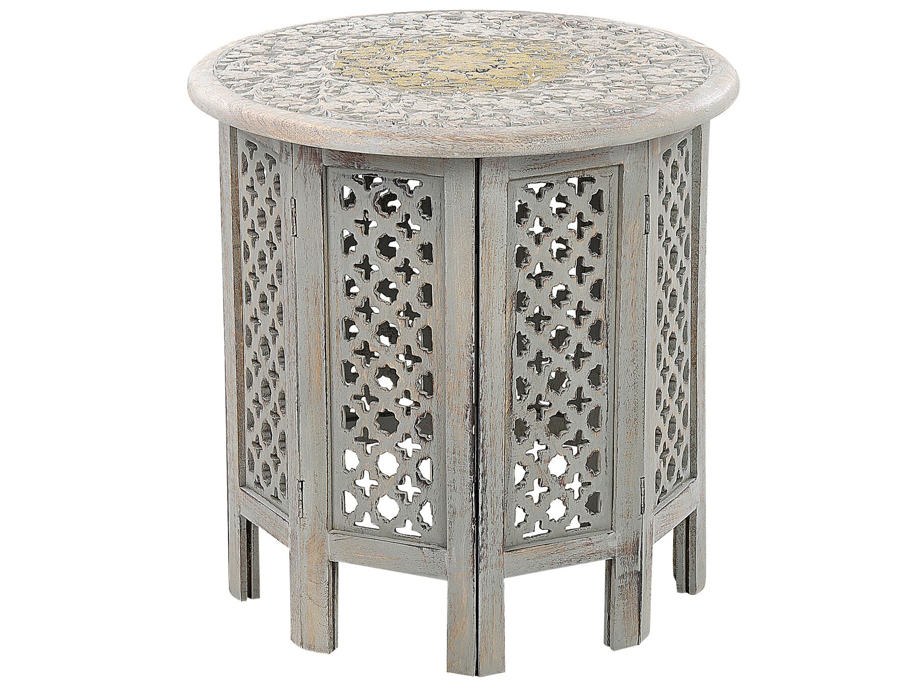 Boční stolek z mangového dřeva šedý JAGORI_852332