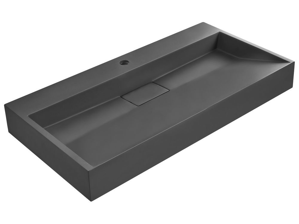 Lavoar suspendat QUENKO 90 x 46 cm Compozit mineral Negru