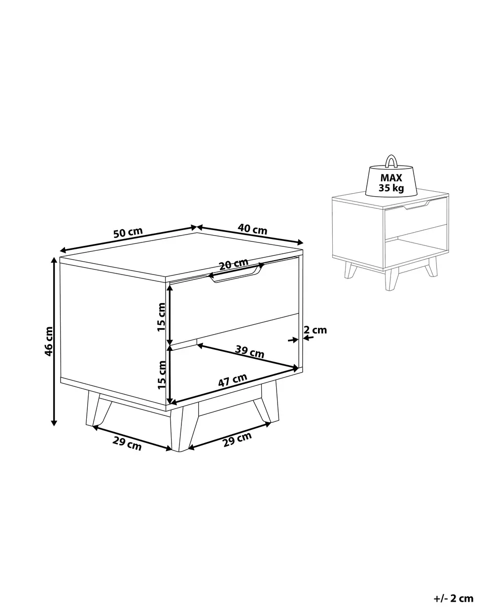 Comodino 1 cassetto SPENCER Bianco_817841