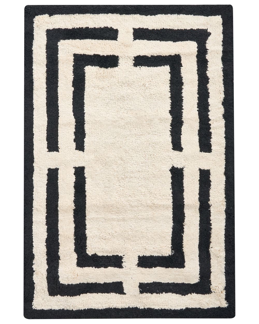 Badrumsmatta RISALU Svart/ Beige 60 x 90 cm Bomull