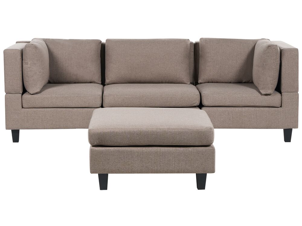 Modular Sofa 3 Seater UNSTAD with Ottoman Fabric Brown