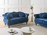 Sofa dla 2 osób SKIEN Welur Granatowy_1171078