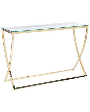 Skleněný konzolový stolek zlatý RINGGOLD