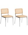 Esszimmerstuhl 2er Set CORVALLIS Polyrattan Hellbraun