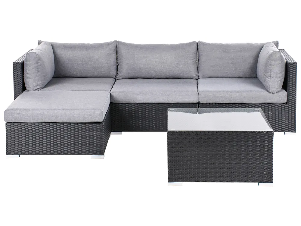 Tidyard- Set Divani Da Giardino, Set Divano Esterno 5 Pz In Polirattan Modulare Marrone