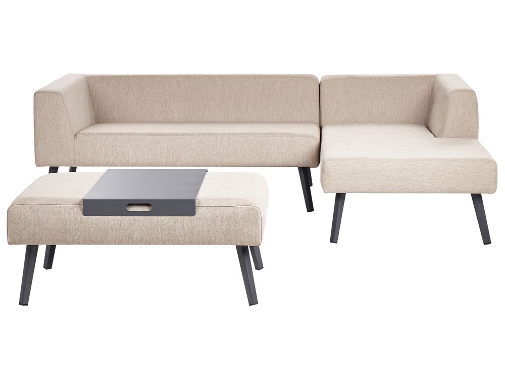 Garden Corner Sofa with Table 4 Seater SORRIVOLI Beige Left Hand