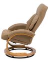 Recliner Chair with Footstool Faux Leather Beige FORCE_697892