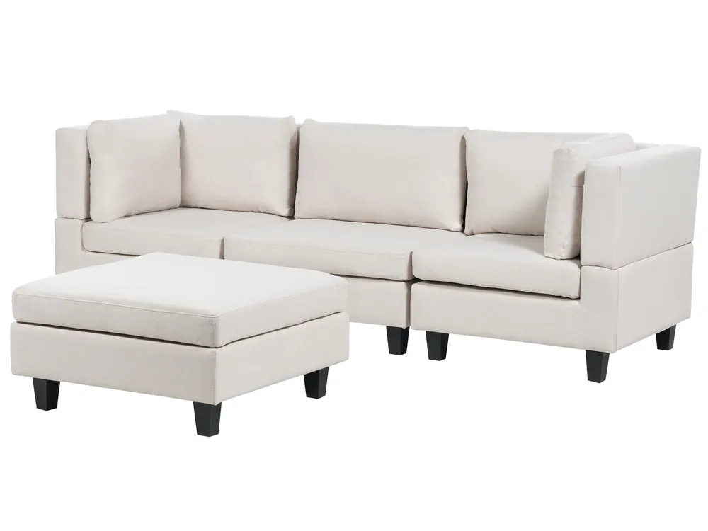 Modular Sofa 3 Seater UNSTAD with Ottoman Fabric Light Beige_891100