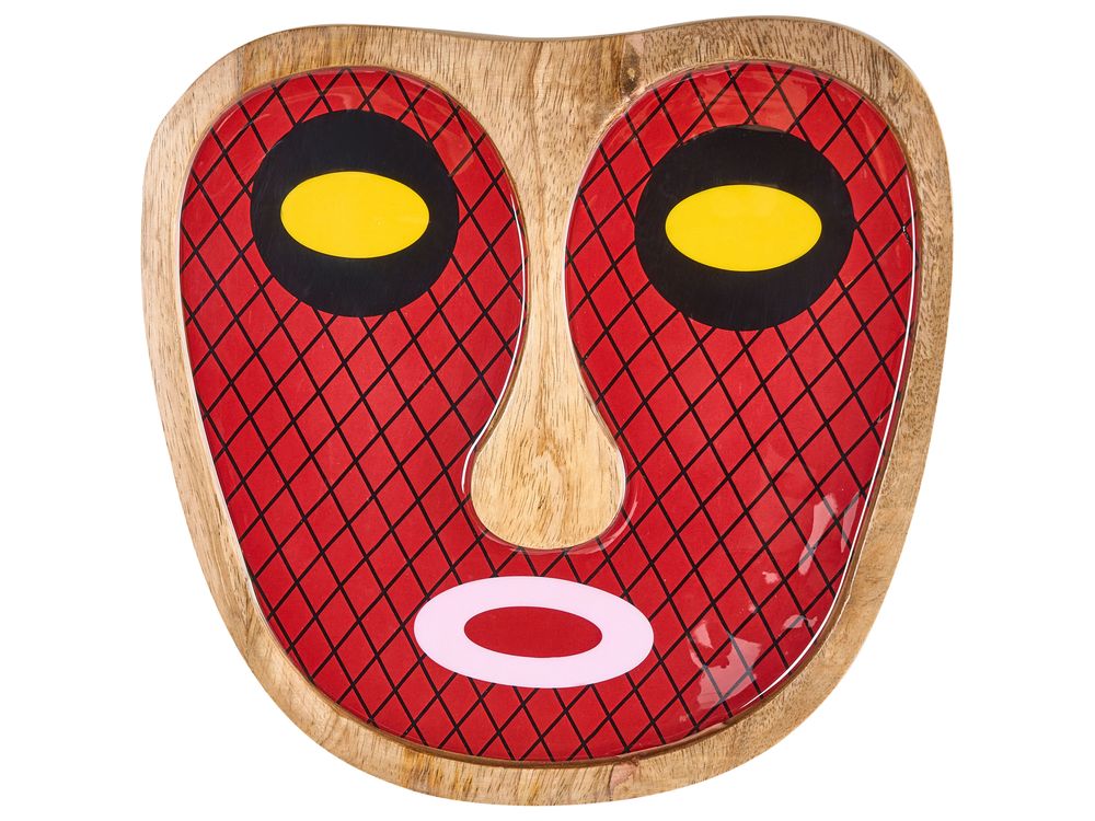 Wall Decor Face KATSINA Mango Wood 22 cm Red