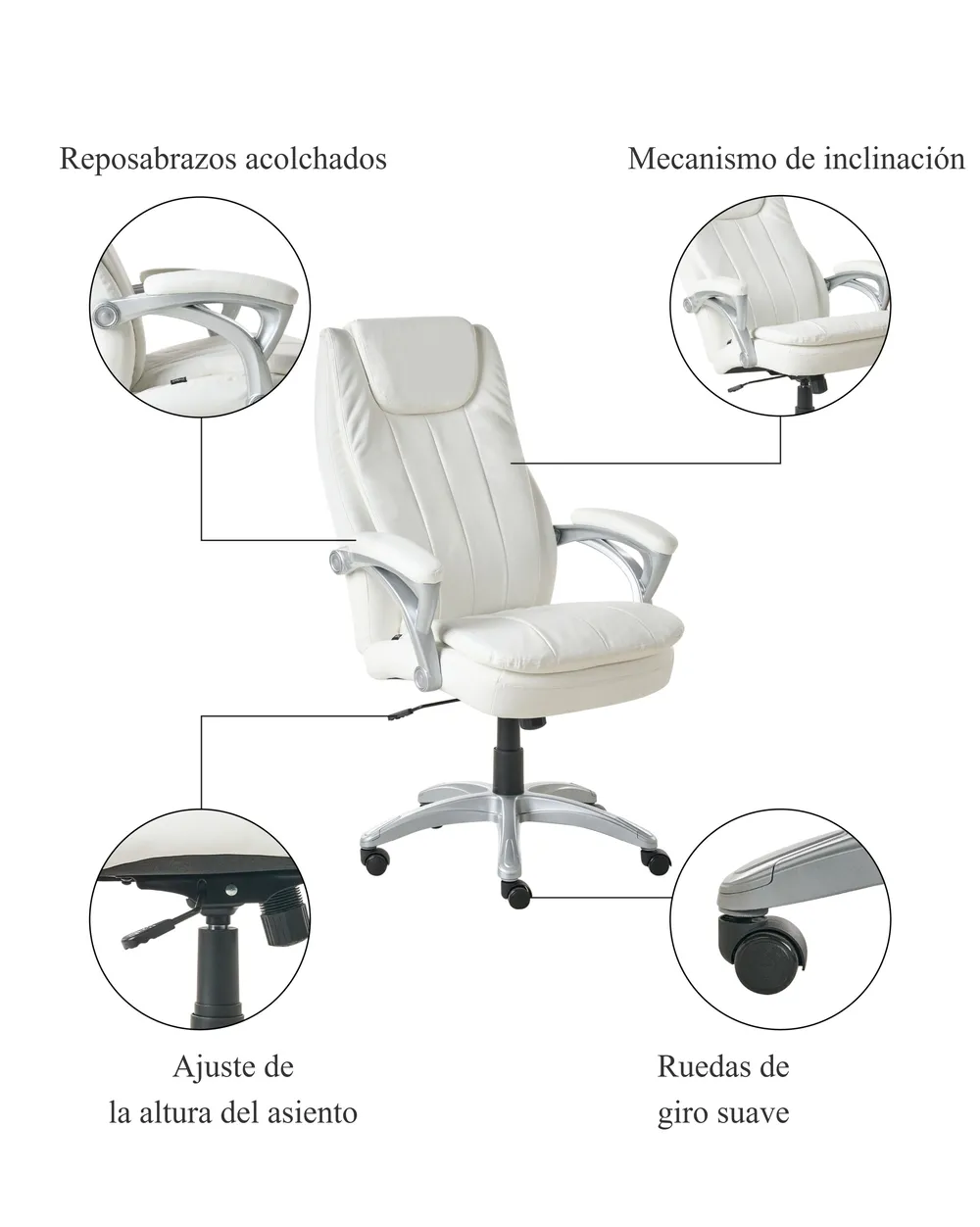 Silla ejecutiva CHIEF Piel sintética Blanco crema_995312