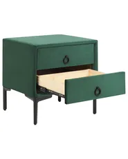 2 Drawer Bedside Table SEZANNE Velvet Dark Green_892507