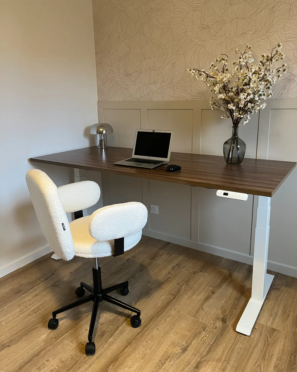 Electric Adjustable Standing Desk DESTINES 180 cm 80 cm Brown/ White_1039542
