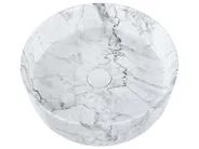 Countertop Basin MANIS ⌀ 400 mm Ceramic White Marble_923405