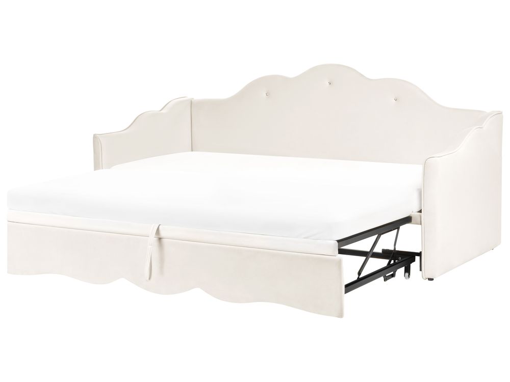 Letto estraibile Velluto LORETTE 90 x 200 cm Beige chiaro