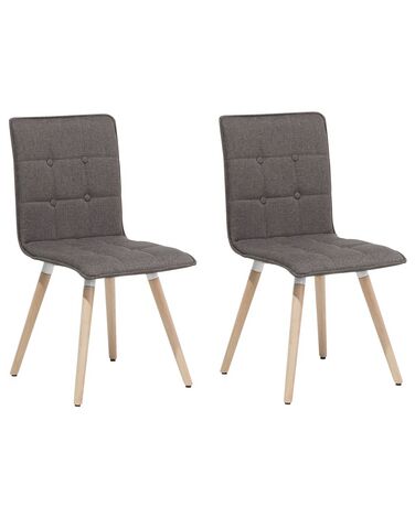 Conjunto de 2 sillas de comedor de poliéster gris pardo/madera clara BROOKLYN