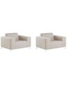 Set of 2 Garden Armchairs Beige with White ROVIGO_784650