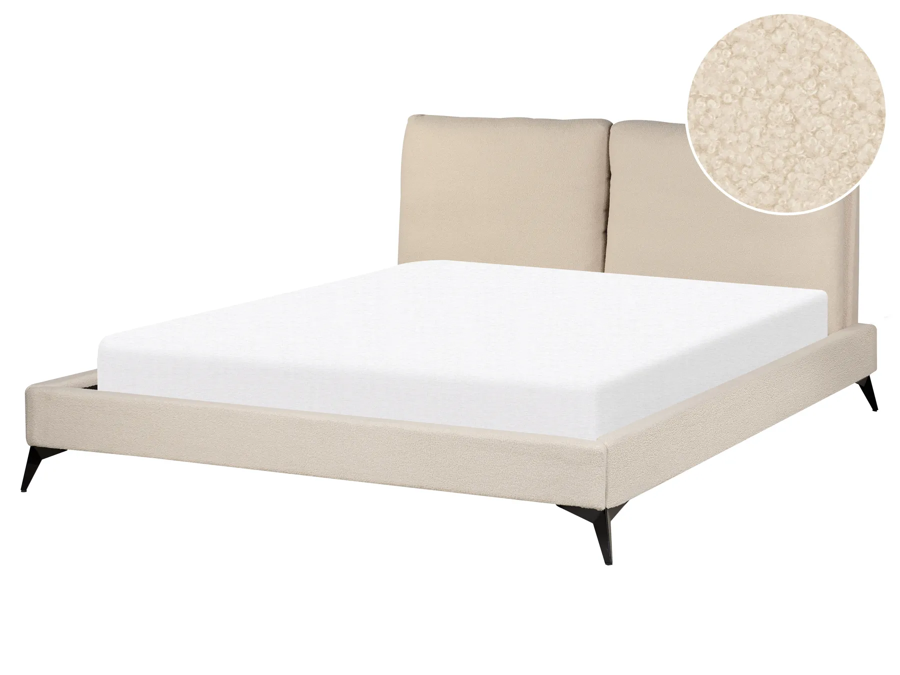 Cama Bouclé MELLE 160 x 200 cm Creme_882588